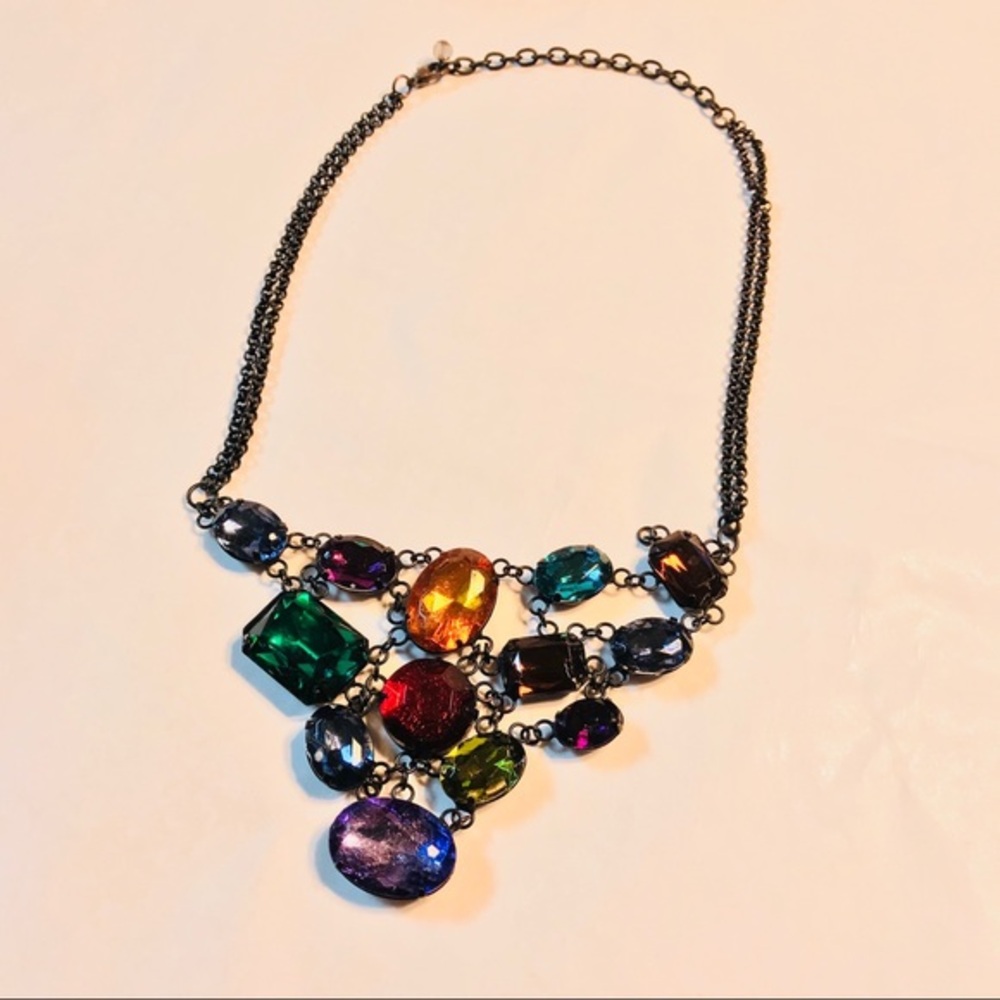 Vintage gemstone bib necklace